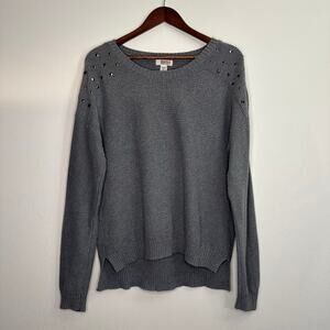 ROUTE 66 Size Large Dark Gray Knit Sweater with Studs